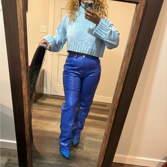 NWT Faux Leather Straight Leg Pants from ASOS - Picture 2 of 5